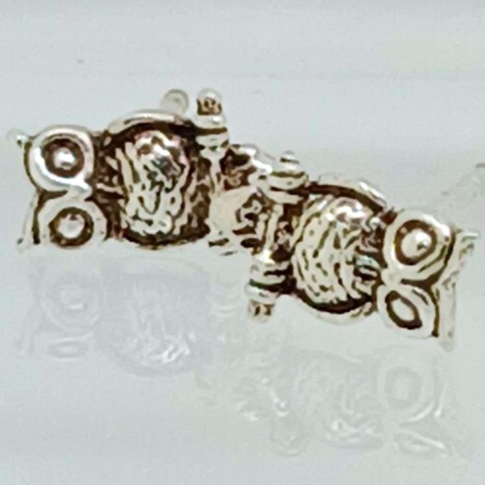 Vintage‎ Sterling Silver Owl Stud Earrings Oxidized Animal Bird Nature Jewelry